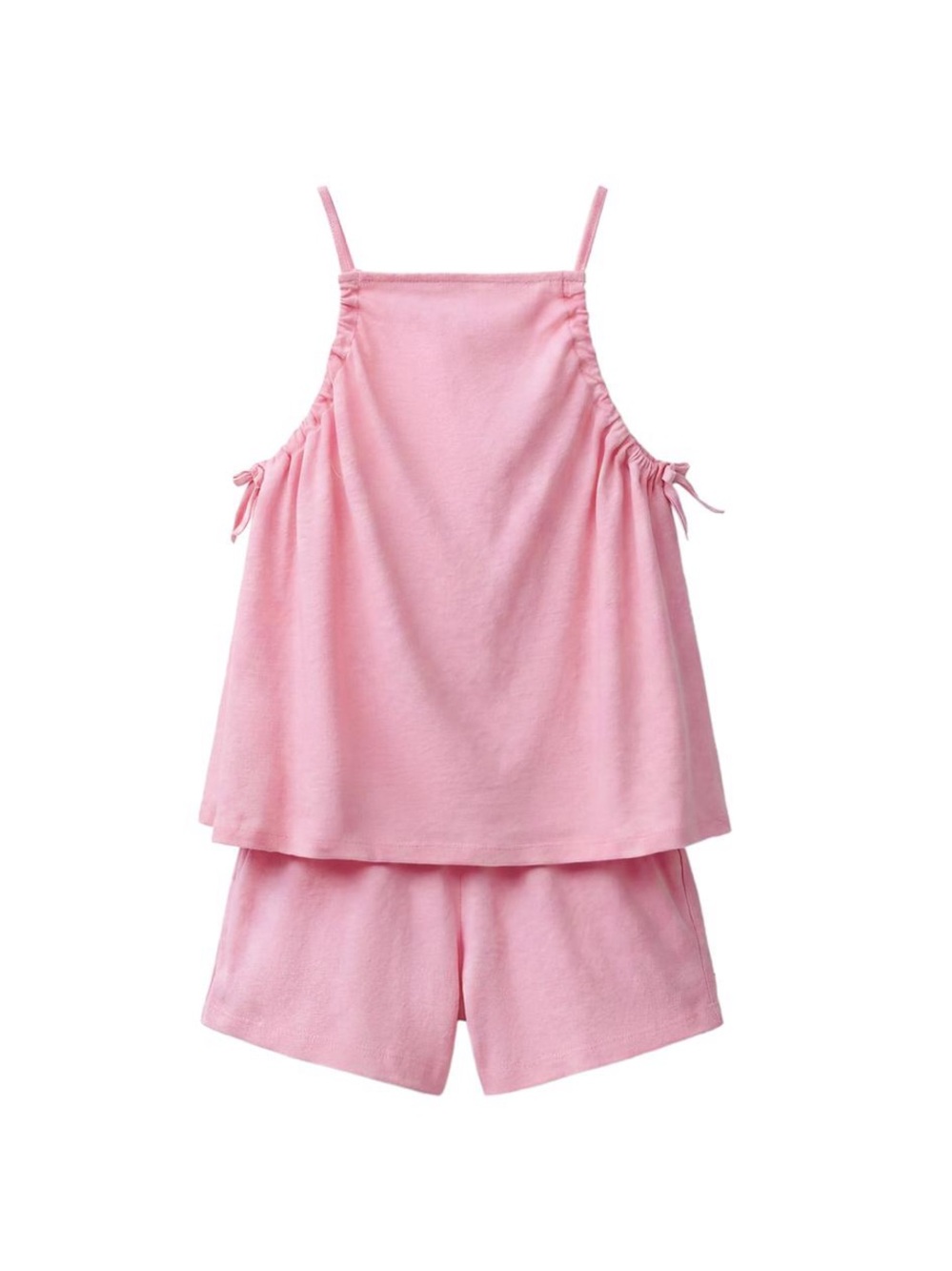 Zara kids, pink, cotton linen blend top and shorts set, 6-7 years